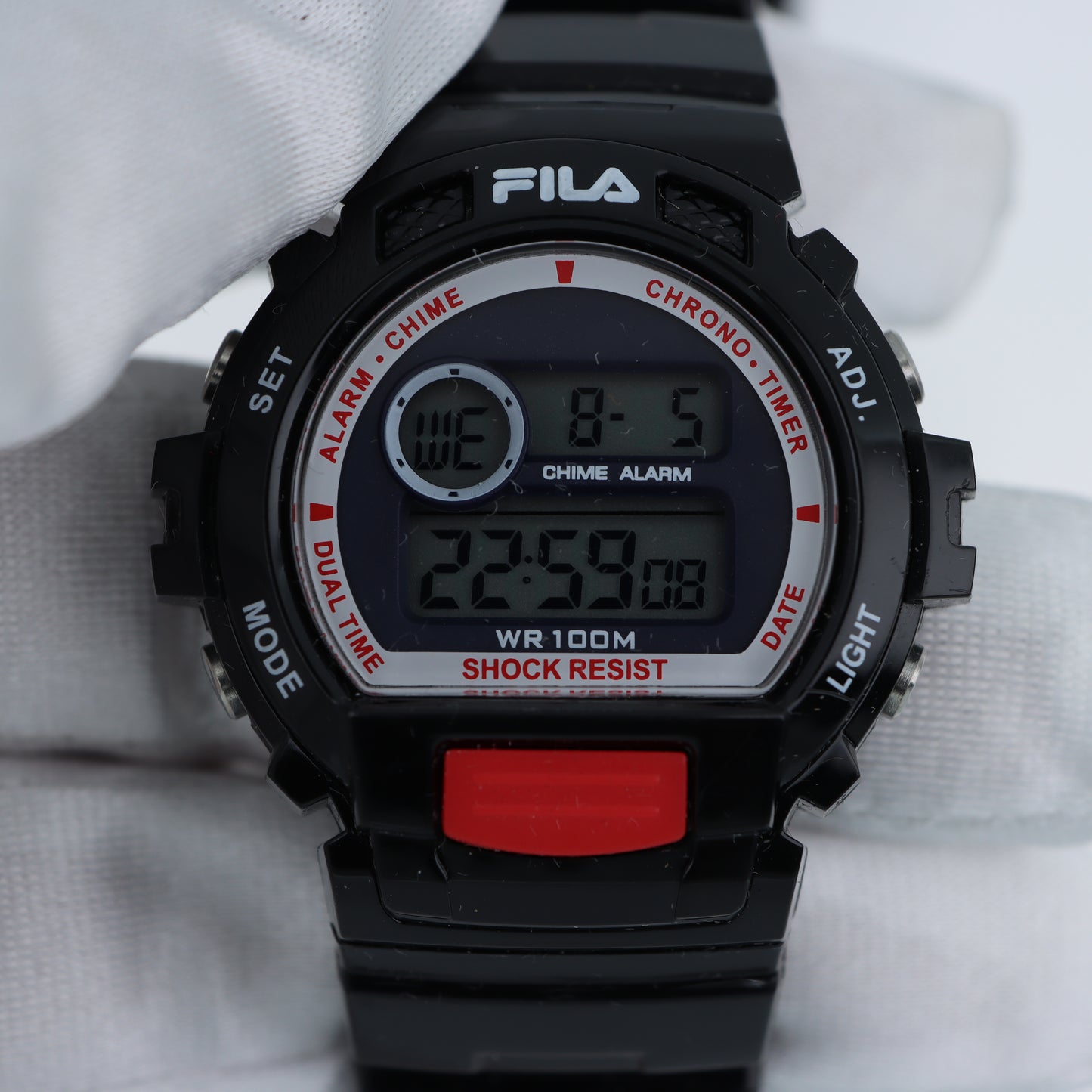 FILA Orologio Digitale Uomo – Shock Resist WR 100M Cronografo Nero e Rosso