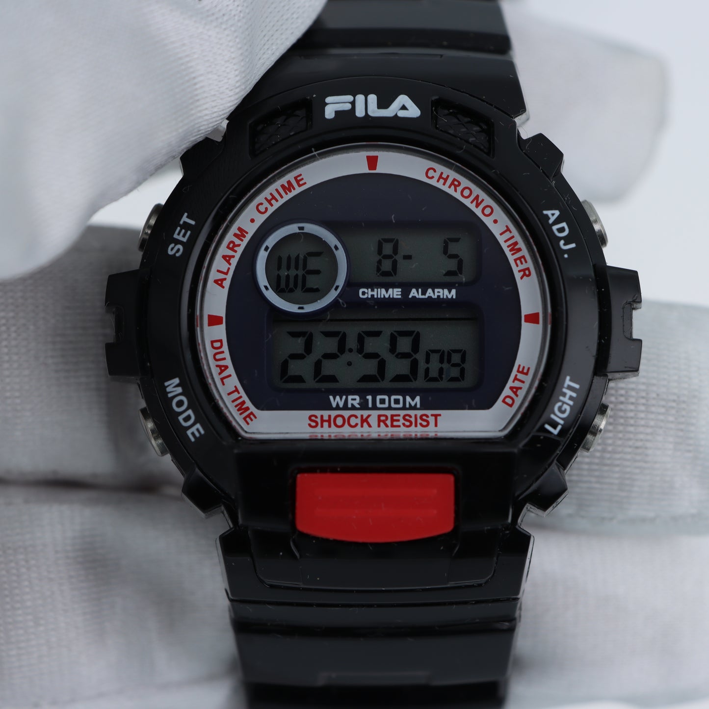 FILA Orologio Digitale Uomo – Shock Resist WR 100M Cronografo Nero e Rosso
