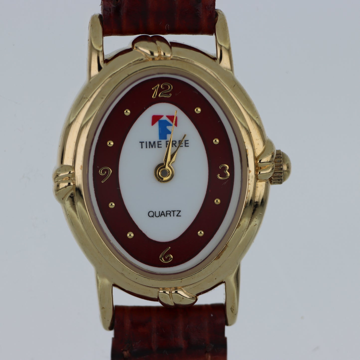 Time Free Orologio Donna – Cassa Ovale Gold Quadrante Bordeaux Cinturino Pelle