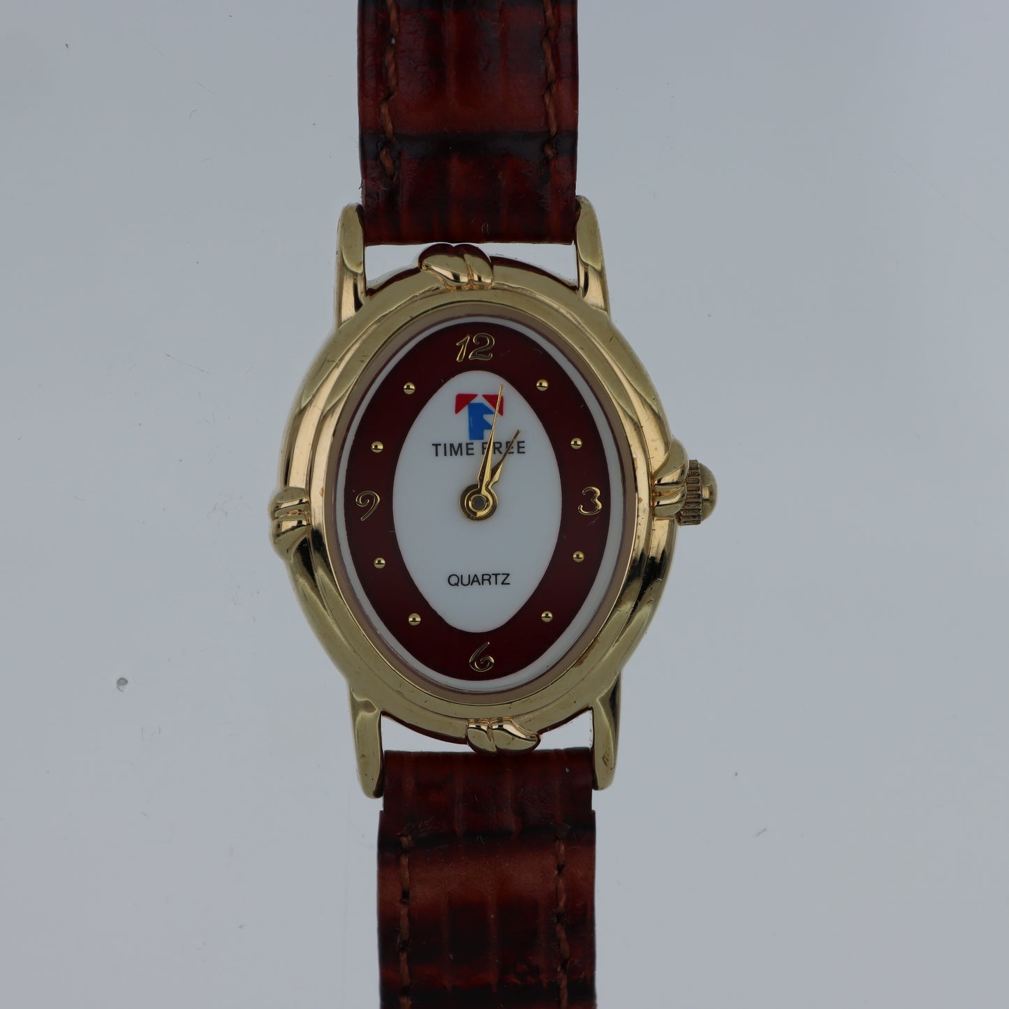 Time Free Orologio Donna – Cassa Ovale Gold Quadrante Bordeaux Cinturino Pelle