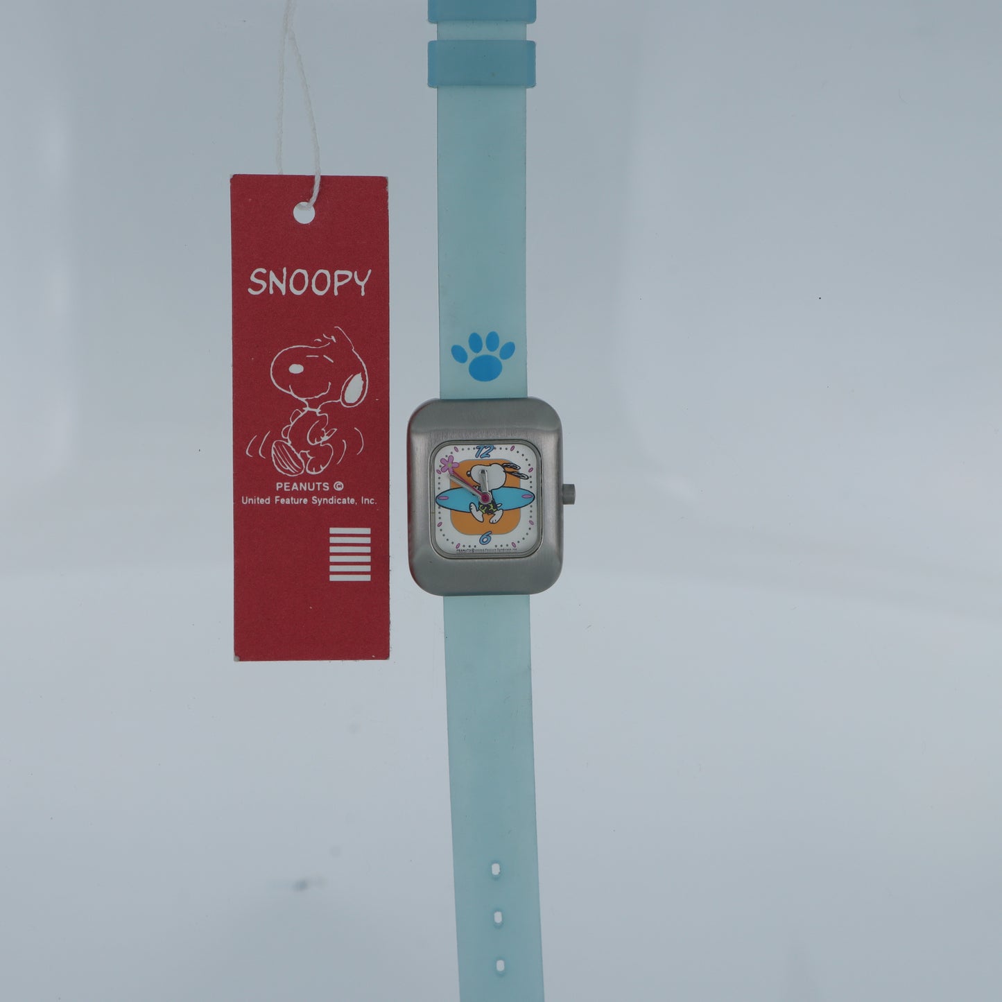 Peanuts Snoopy Orologio – Surfer Edition Cassa Squadrata Acciaio Cinturino Azzurro