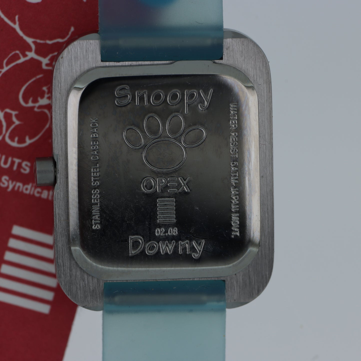Peanuts Snoopy Orologio – Surfer Edition Cassa Squadrata Acciaio Cinturino Azzurro