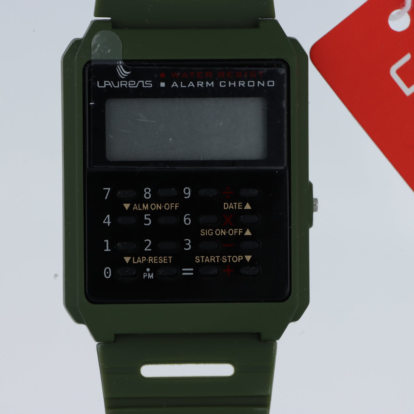 Laurens Orologio Digitale con Calcolatrice – Alarm Chrono Water Resist Verde Militare