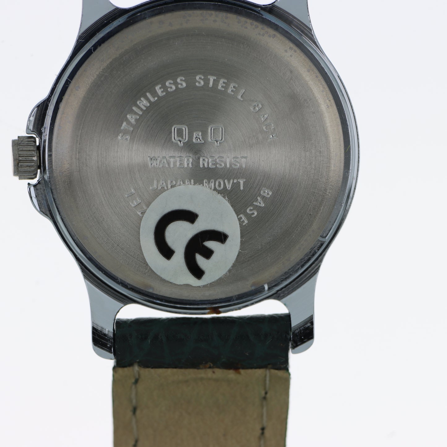 Q&Q Quartz Orologio Uomo – Diver Style Quadrante Grafico Verde Giallo Arancio Cinturino Pelle WR 30M