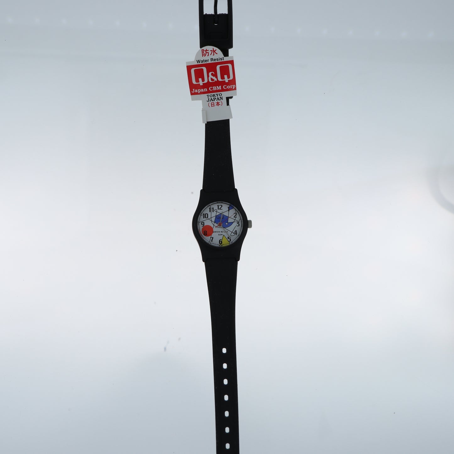 Q&Q Orologio Unisex – Art Edition Quadrante Mondrian Cassa Nera Cinturino Silicone WR 50M