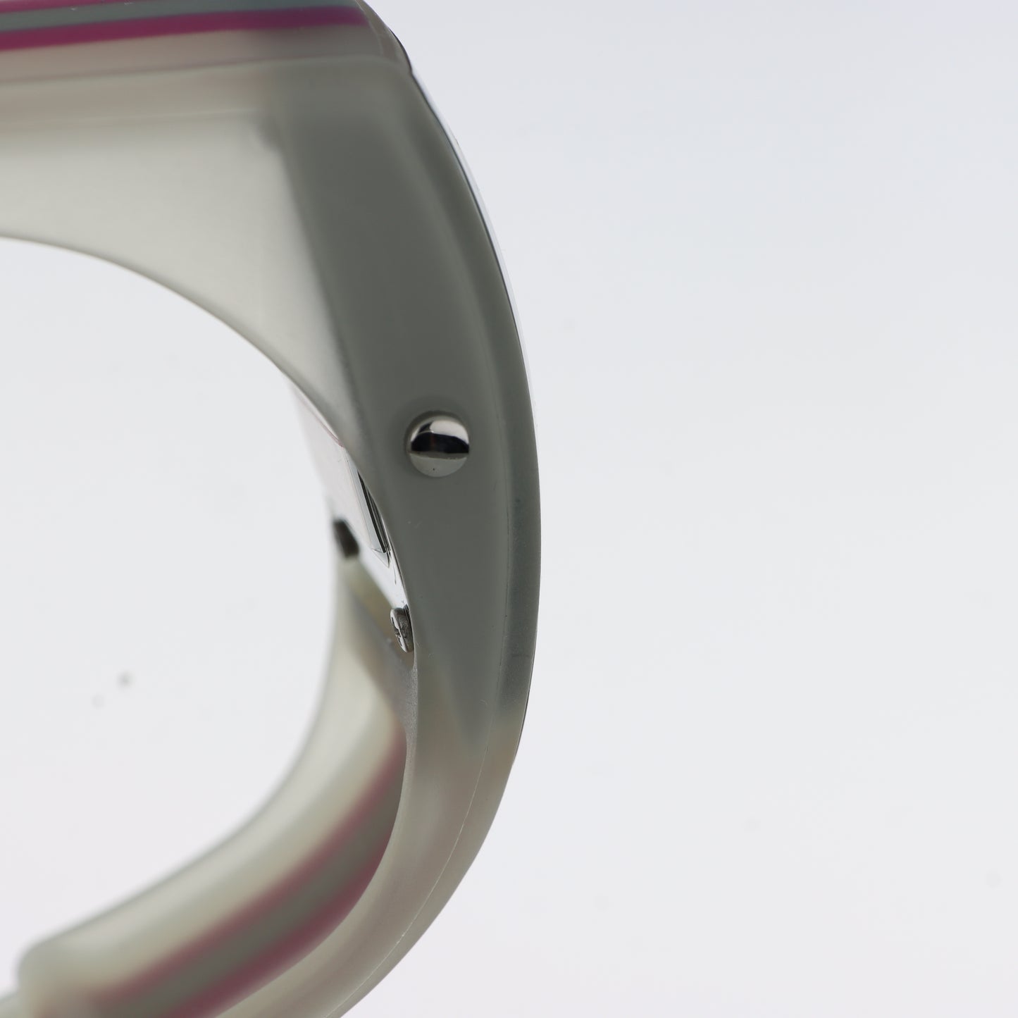 United Colors of Benetton Orologio Digitale – Cassa a Specchio Cinturino Righe Bianco Rosa e Grigio
