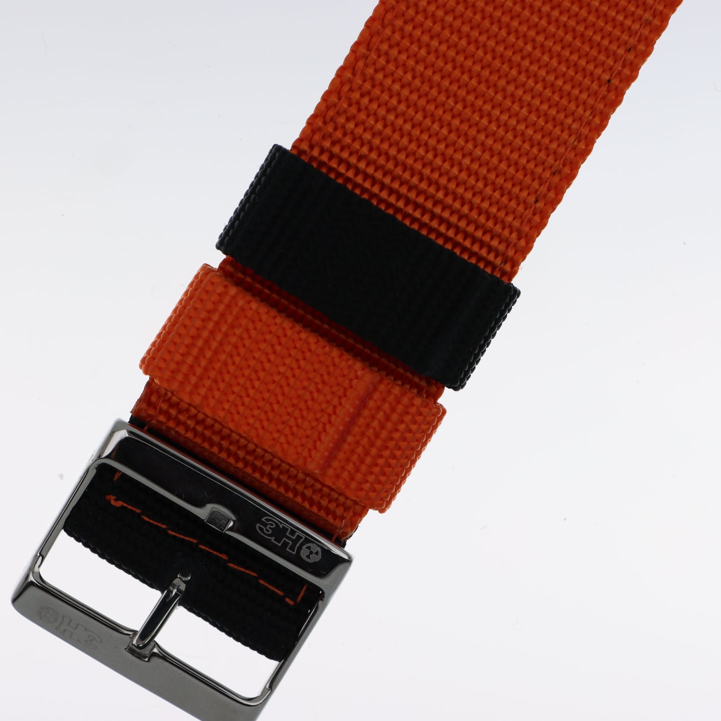 Cinturino Orologio NATO in Tessuto Arancione con Passante Nero – Fibbia Acciaio 3H