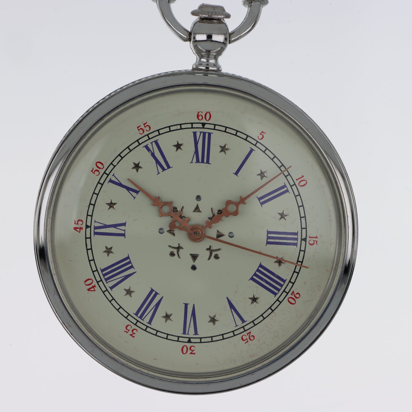 Orologio da Tasca Open-Face – Argentato Numeri Romani Blu e Stelle
