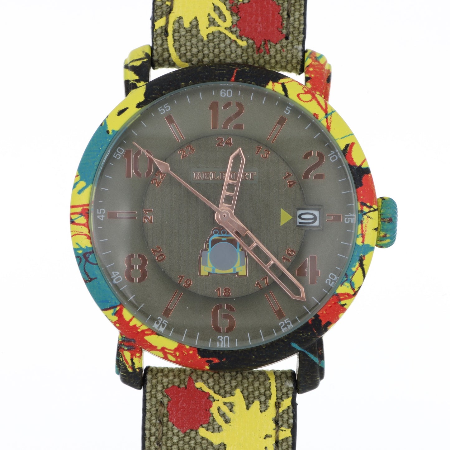 Belfort Art Edition – Orologio Uomo GMT Verde Militare con Cinturino Canvas Street Art