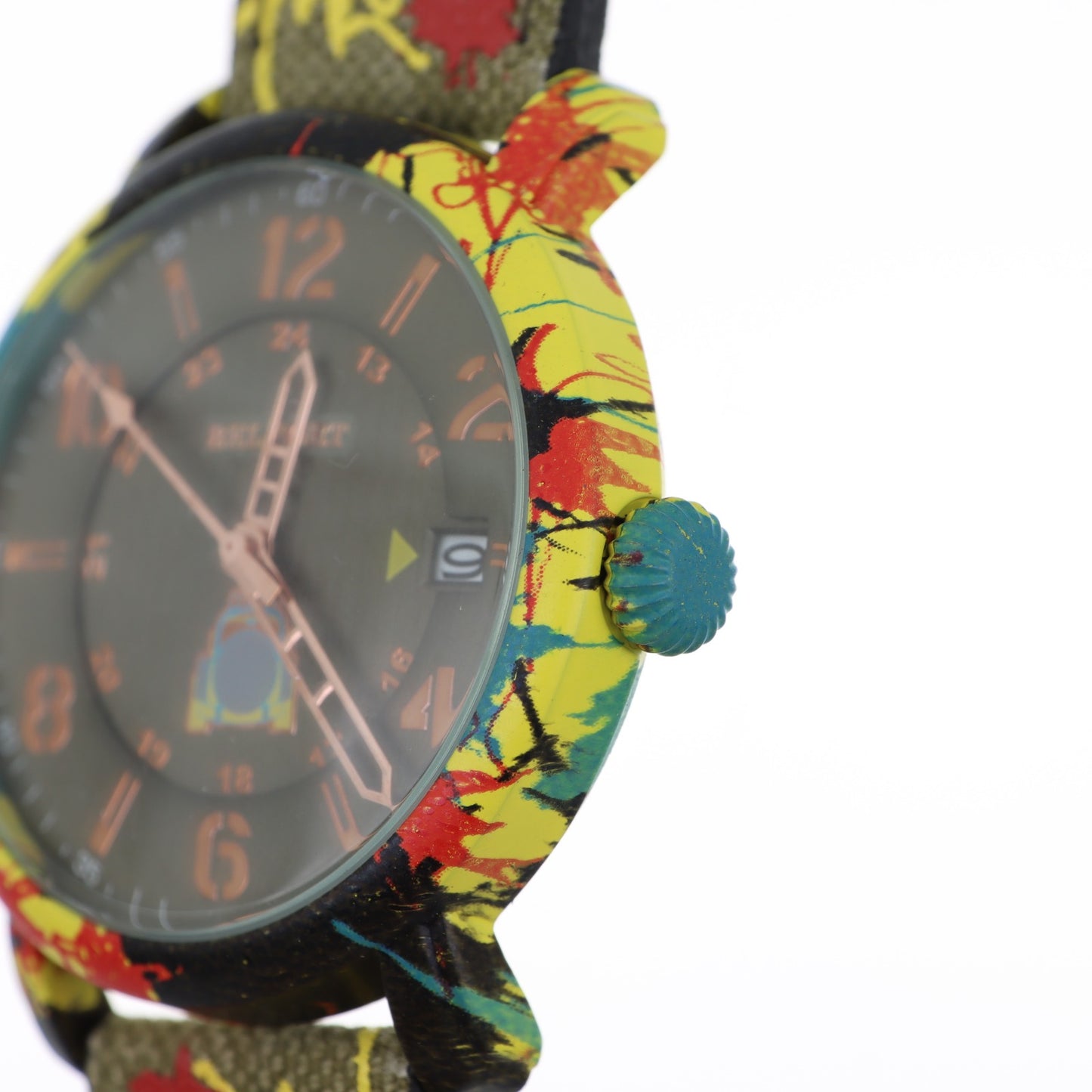 Belfort Art Edition – Orologio Uomo GMT Verde Militare con Cinturino Canvas Street Art