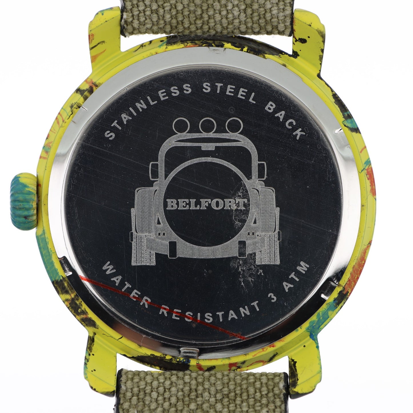 Belfort Art Edition – Orologio Uomo GMT Verde Militare con Cinturino Canvas Street Art