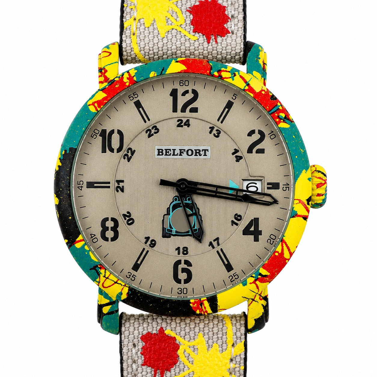Belfort Art Edition – Orologio Uomo GMT Quadrante Sabbia con Cinturino Canvas Grigio Street Art