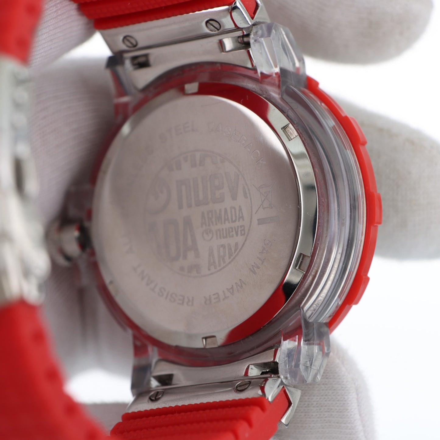 Armada Nueva – Orologio Sport Diving Quadrante Bianco Bezel Rosso Quartz Water Resistant 5ATM con Data