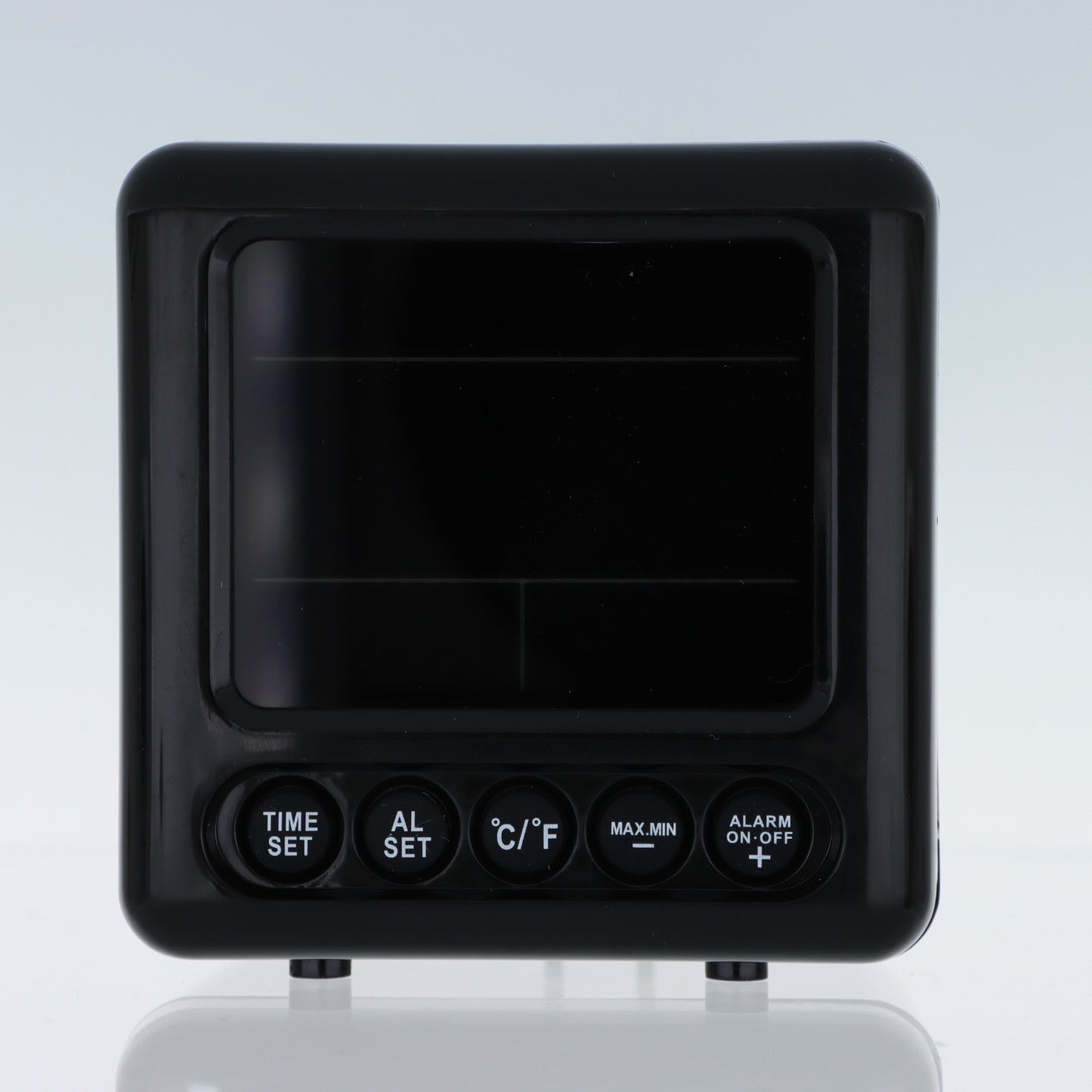 XTime Sveglia Digitale con Termometro Max/Min – Display LCD Grande, Design Nero Lucido