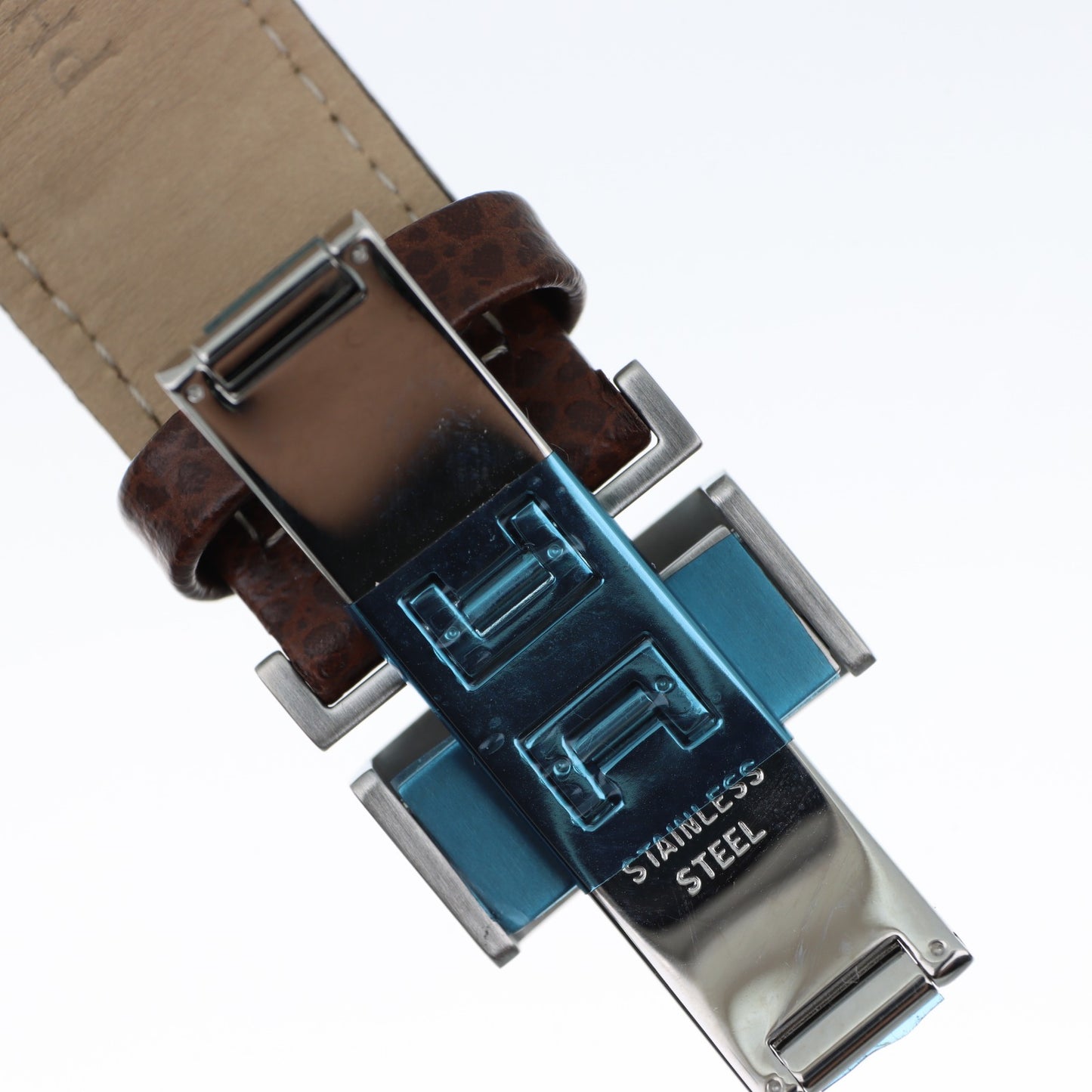 Philip Watch – Cinturino Orologio in Pelle Marrone Granulata con Chiusura Deployante