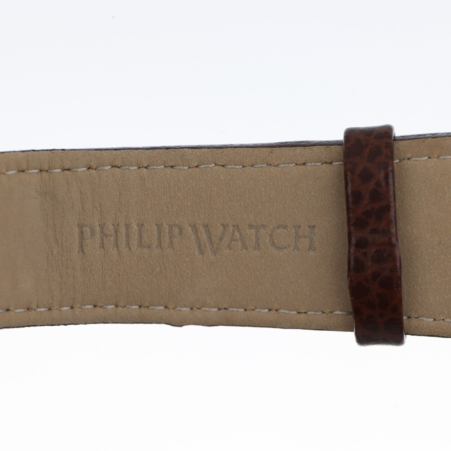 Philip Watch – Cinturino Orologio in Pelle Marrone Granulata con Chiusura Deployante