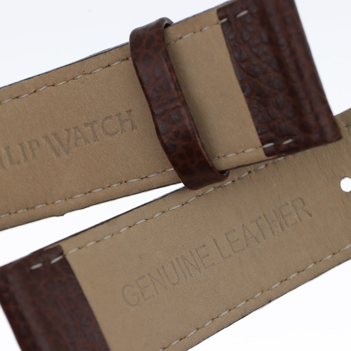Philip Watch – Cinturino Orologio in Pelle Marrone Granulata con Chiusura Deployante