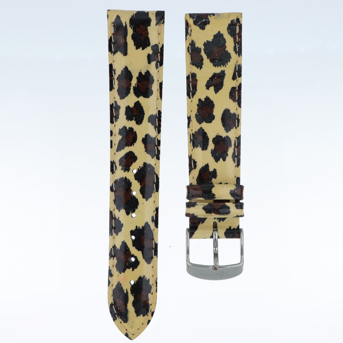 Cinturino 20MM Orologio in Pelle Verniciata Stampa Leopardata – Giallo e Nero