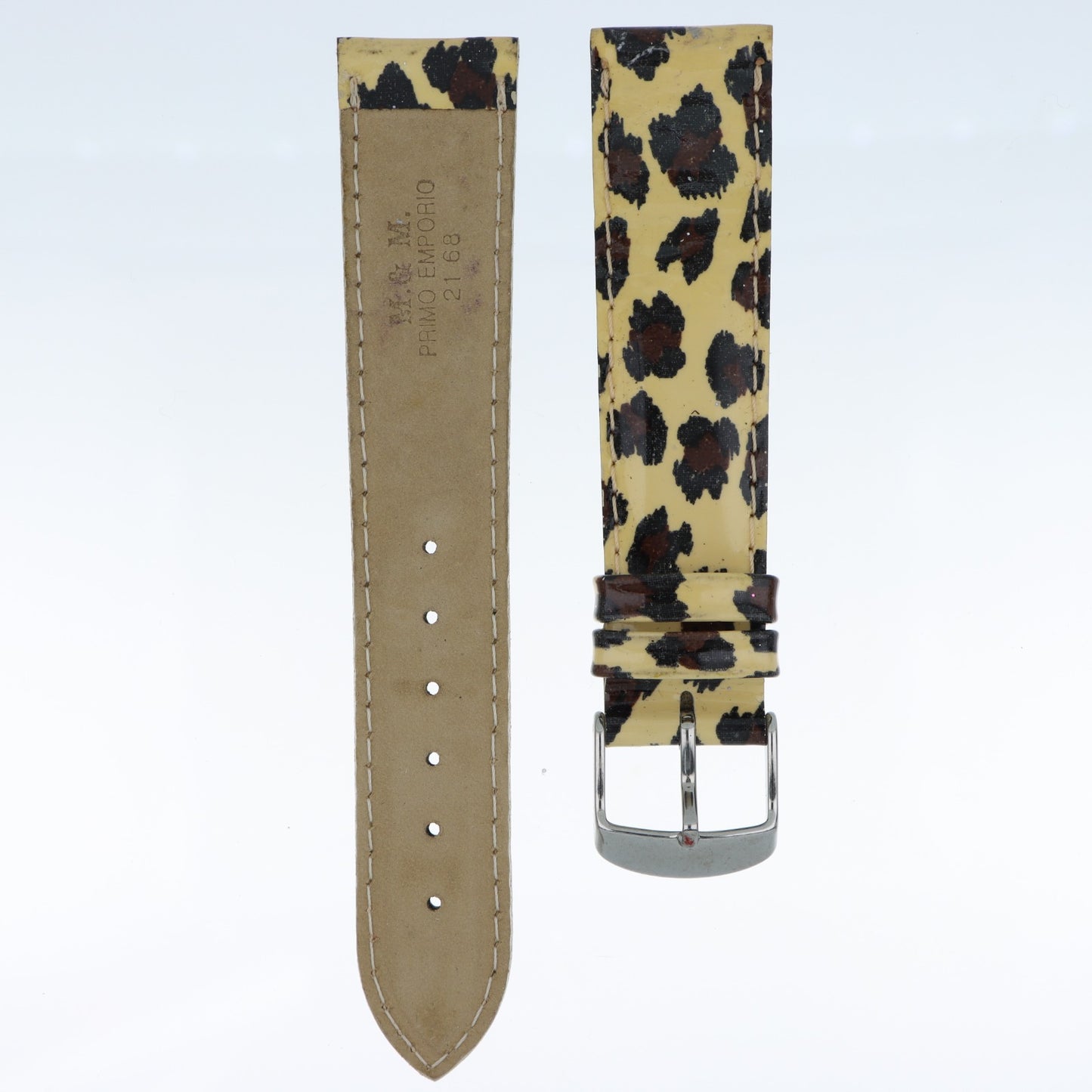 Cinturino 20MM Orologio in Pelle Verniciata Stampa Leopardata – Giallo e Nero