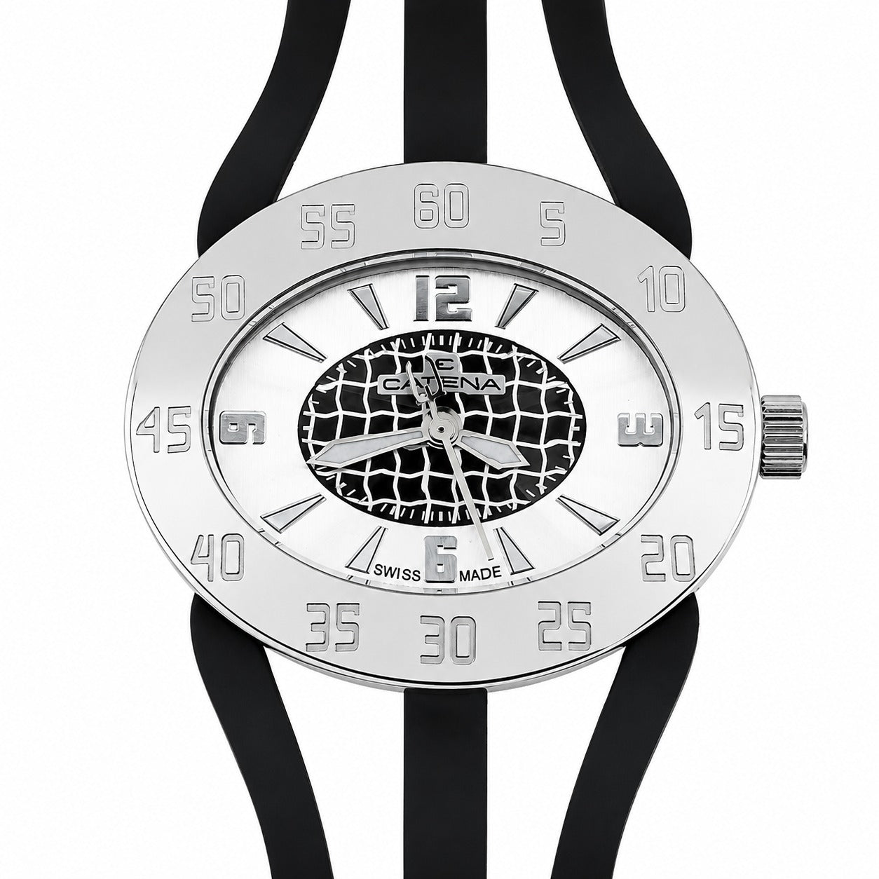 Catena Swiss Made – Orologio Donna Nero con Doppio Cinturino in Silicone