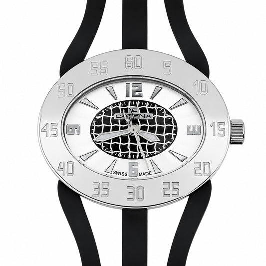 Catena Swiss Made – Orologio Donna Nero con Doppio Cinturino in Silicone