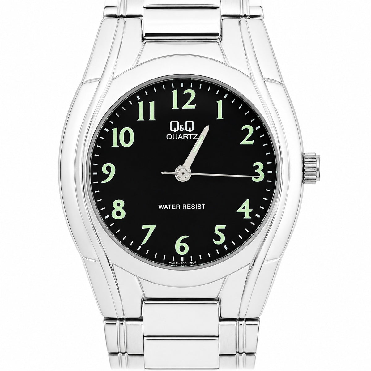 Q&Q Quartz VL50-205 – Orologio Acciaio Silver Quadrante Nero Luminescente