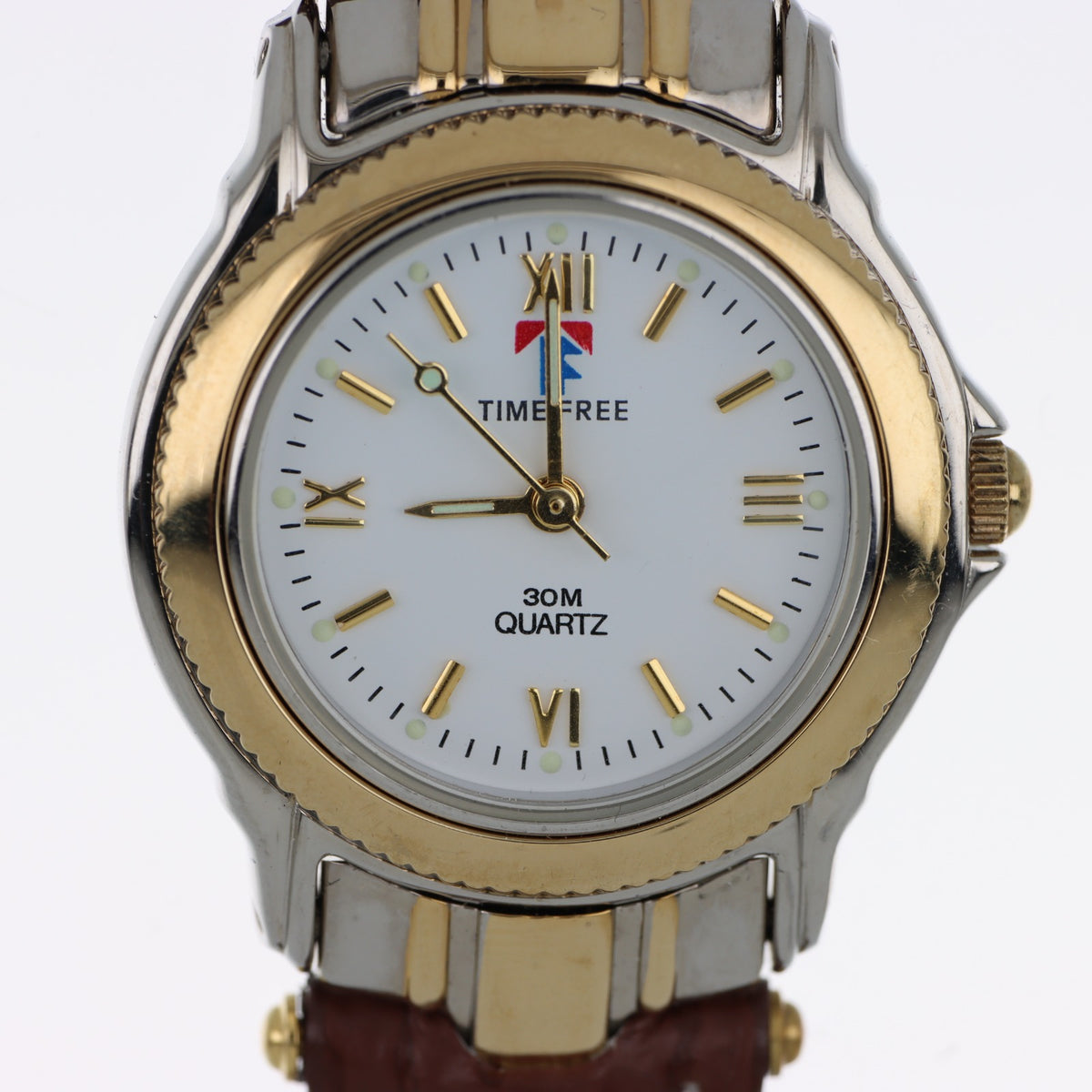 Time Free Quartz – Orologio Classico Bicolore Gold & Silver con Cinturino in Pelle