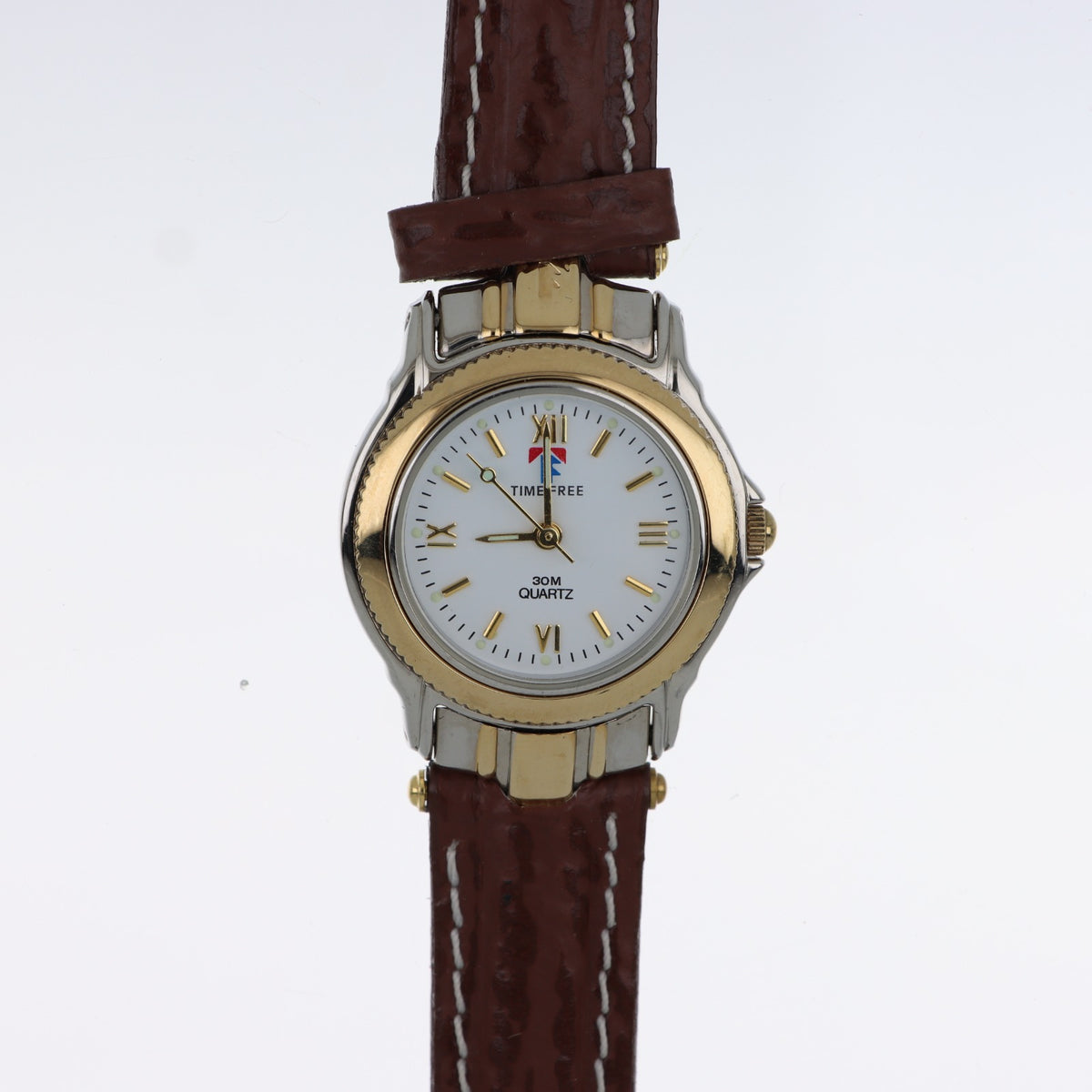 Time Free Quartz – Orologio Classico Bicolore Gold & Silver con Cinturino in Pelle