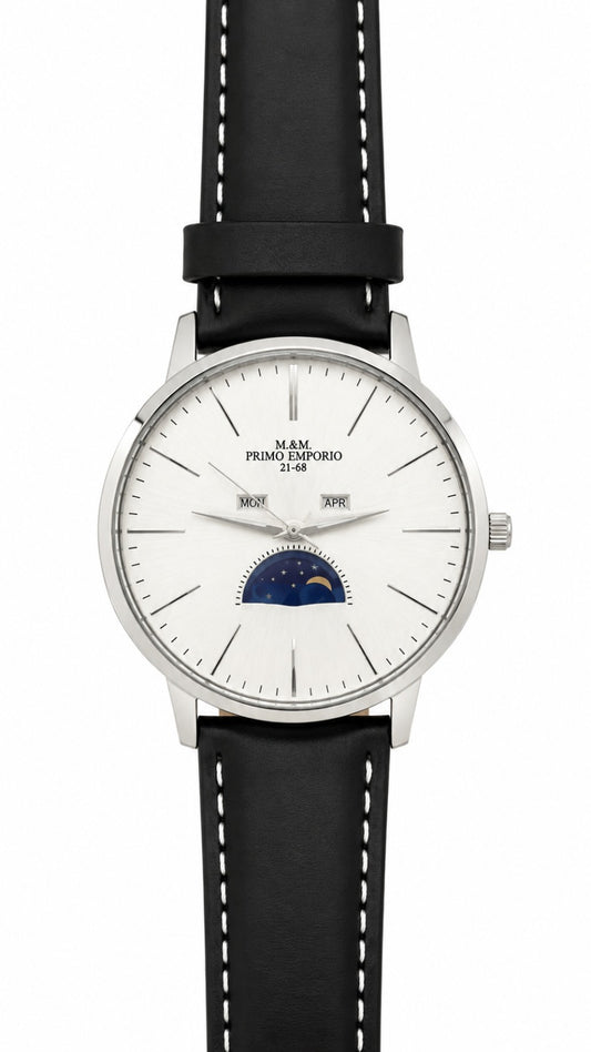 M&M Primo Emporio 21-68 – Orologio Fasi Lunari Quadrante Bianco Silver