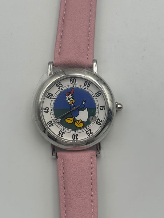 Orologio Paperino al quarzo con cinturino rosa e quadrante illustrato