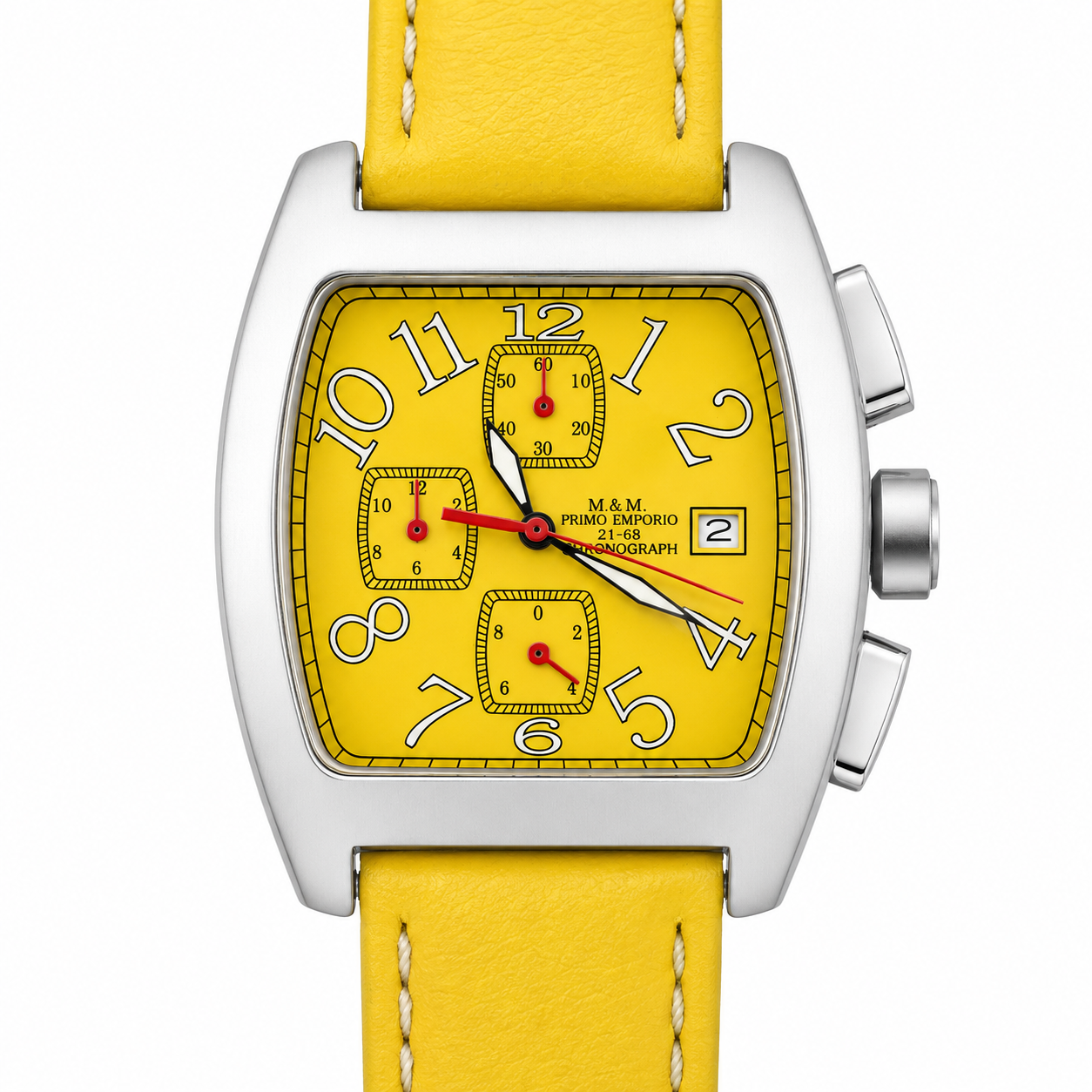 Orologio M&M Primo Emporio 21-68 Cronografo Yellow - Quadrante Giallo e Cinturino in Pelle