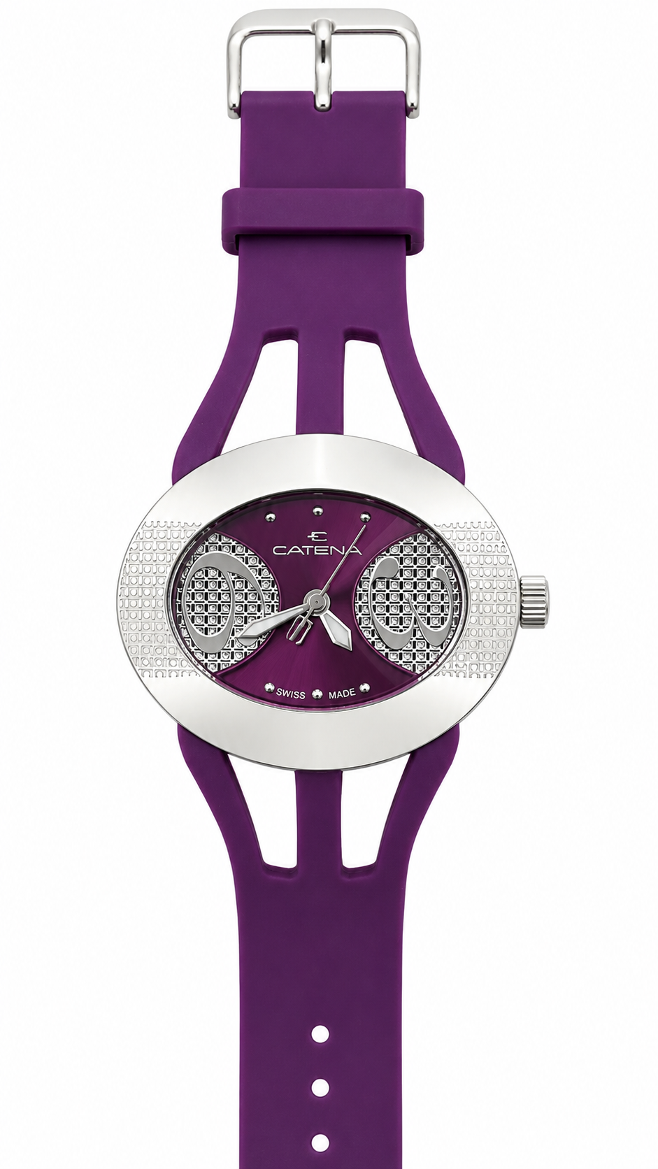 Catena Swiss Made – Orologio Donna Ovale Viola Cinturino Silicone