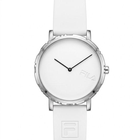 Orologio FILA bianco minimal con lancette nere e cassa in acciaio