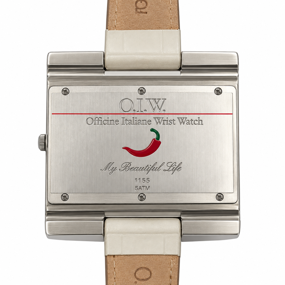 Orologio O.I.W. My Beautiful Life bianco con pietre luminose e cassa argentata