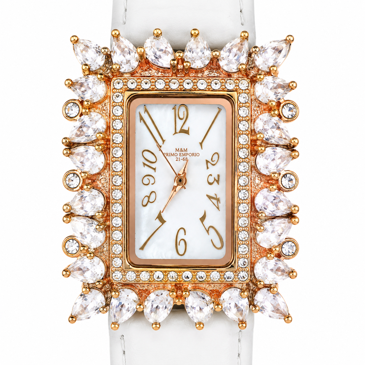 M.&M. Primo Emporio 21-68 – Orologio Donna Cassa Rettangolare Oro Rosa Cristalli a Goccia Pavé