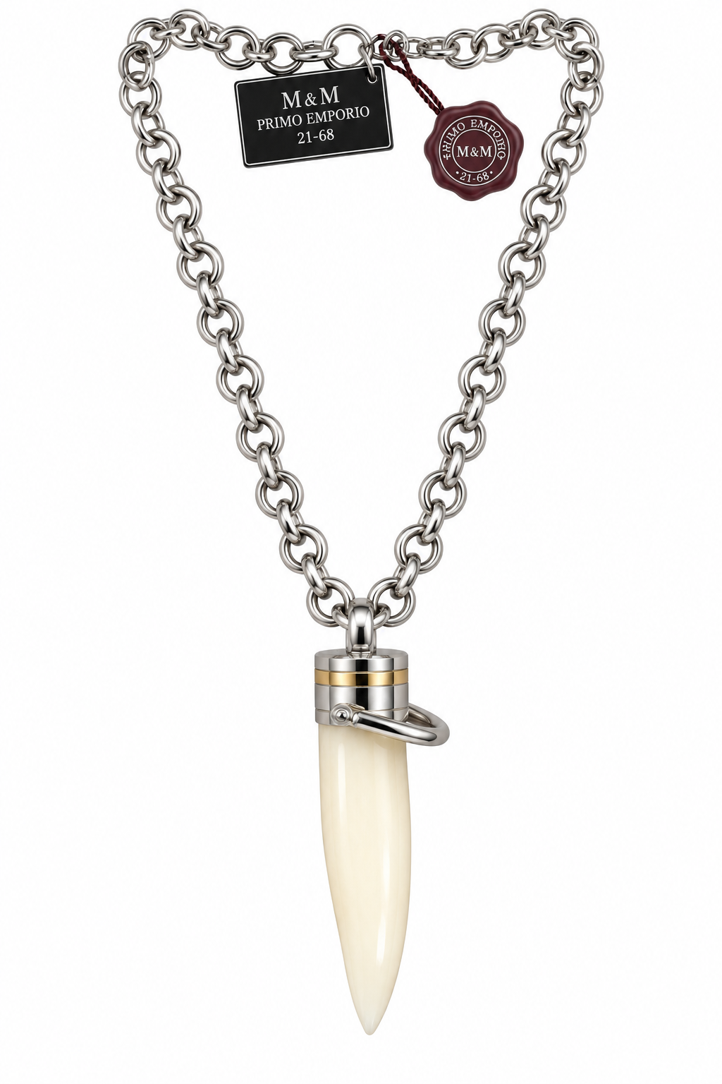 M&M Primo Emporio 21-68 — Collana Corno con Orologio Ciondolo Quarzo Swiss Made