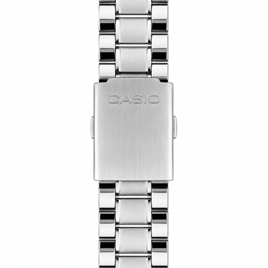 Bracciale Casio in acciaio inossidabile con chiusura deployante a farfalla e finitura satinata