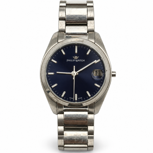 Philip Watch quadrante blu per ricambi – Senza movimento e corona, non funzionante