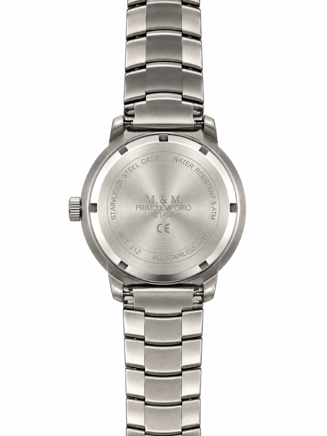 M.&M. Primo Emporio 21-68 — Orologio Minimalista Cassa Rotonda Acciaio Satinato Quadrante Bianco Bracciale Elastico