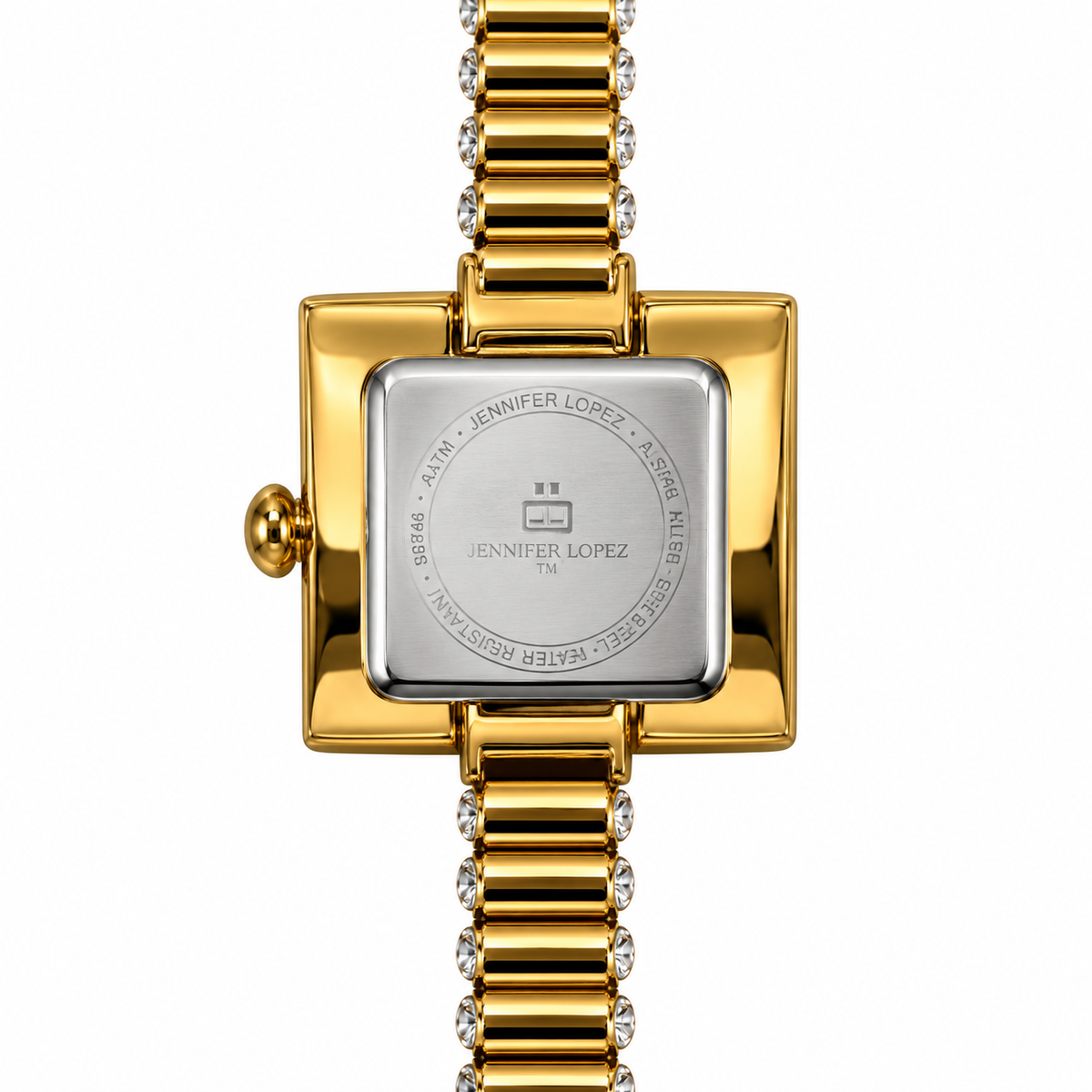 Jennifer Lopez — Orologio Donna Cassa Quadrata Bold Oro Quadrante Champagne Bracciale Cristalli