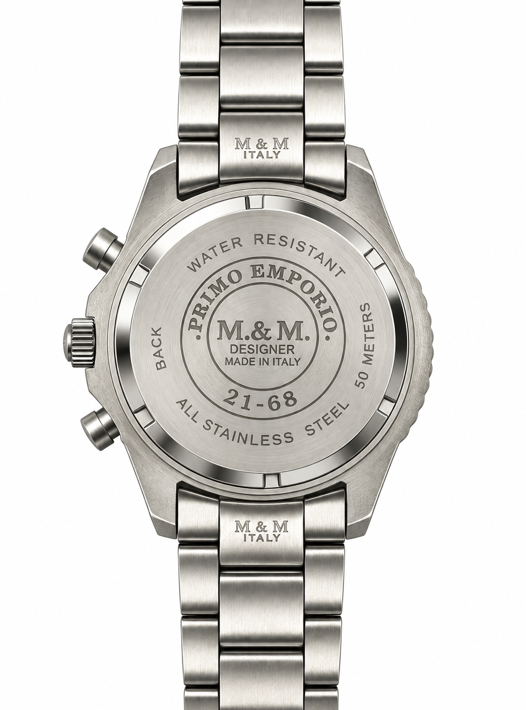 M&M Primo Emporio 21-68 Montecarlo – Orologio Uomo Cronografo Acciaio Swiss Movt con Data, Quadrante Bianco o Nero
