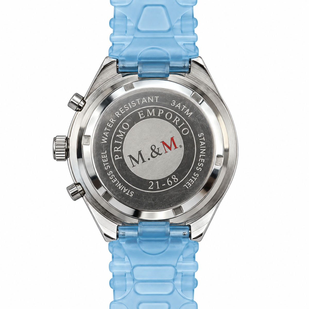 Orologio cronografo «Scintille d’Azzurro» – Quadrante chiaro e cinturino traslucido