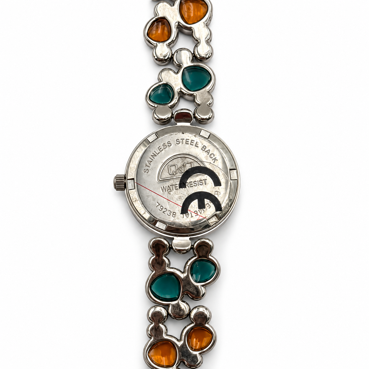 Orologio Donna Q&Q al Quarzo con Bracciale Verde e Arancio e Quadrante Sfumato
