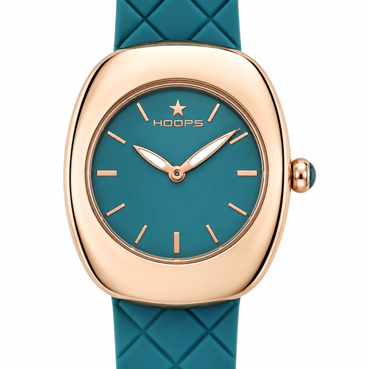 Hoops – Orologio Donna Cassa Rose Gold Quadrante Teal Cinturino Silicone