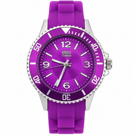Armada Nueva orologio sport quadrante viola bezel girevole cinturino silicone