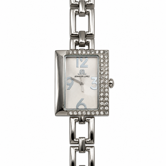 Orologio donna JLO by Jennifer Lopez rettangolare color argento con strass