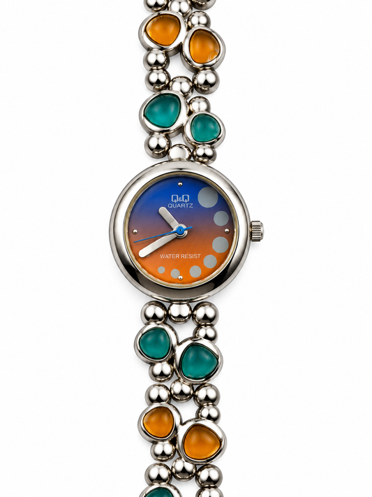 Orologio gioiello Q&Q – Riflessi di tramonto con bracciale multicolore