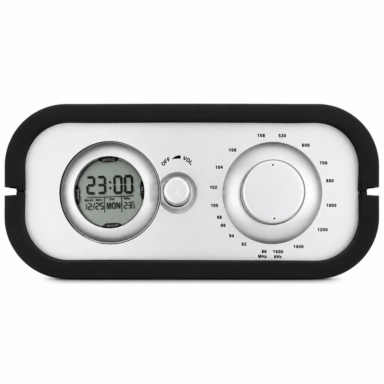 Radio Sveglia Digitale Retrò – FM/AM con Termometro e Display LCD
