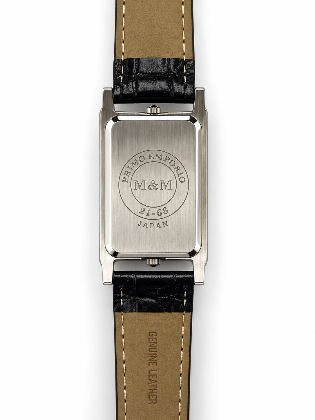 M.&M. Primo Emporio 21-68 — Orologio Doppio Quadrante Verticale Art Déco Cassa Rettangolare Cinturino Coccodrillo Nero