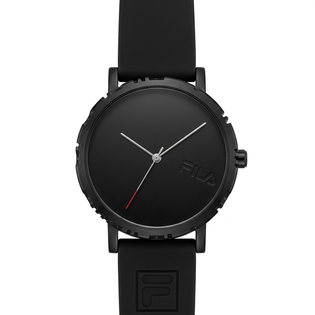 Orologio FILA total black minimal in acciaio con lancette argentate e dettaglio rosso
